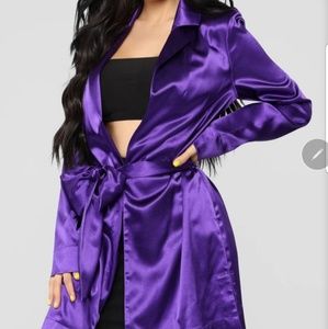 Divine Deep Purple Satin Belted Jacket